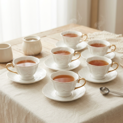 Tea Cup and Saucer Set - 6 Pcs